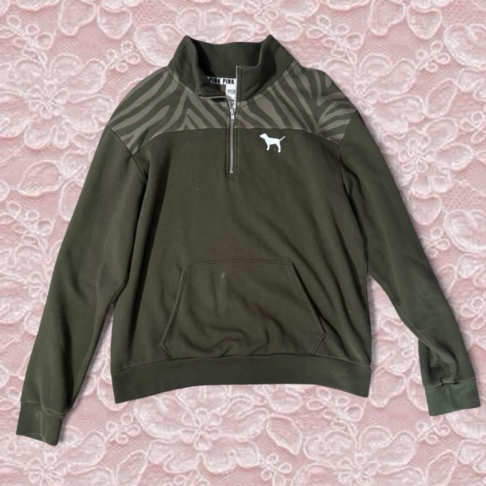 Victoria's Secret women’s  Dark Green Zip-Up Sweater